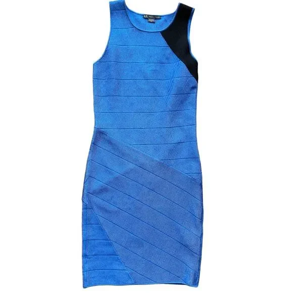 Armani Exchange | Dresses | Armani Exchange Blue And Black Bandage Bodycon  Dress Size S | Poshmark